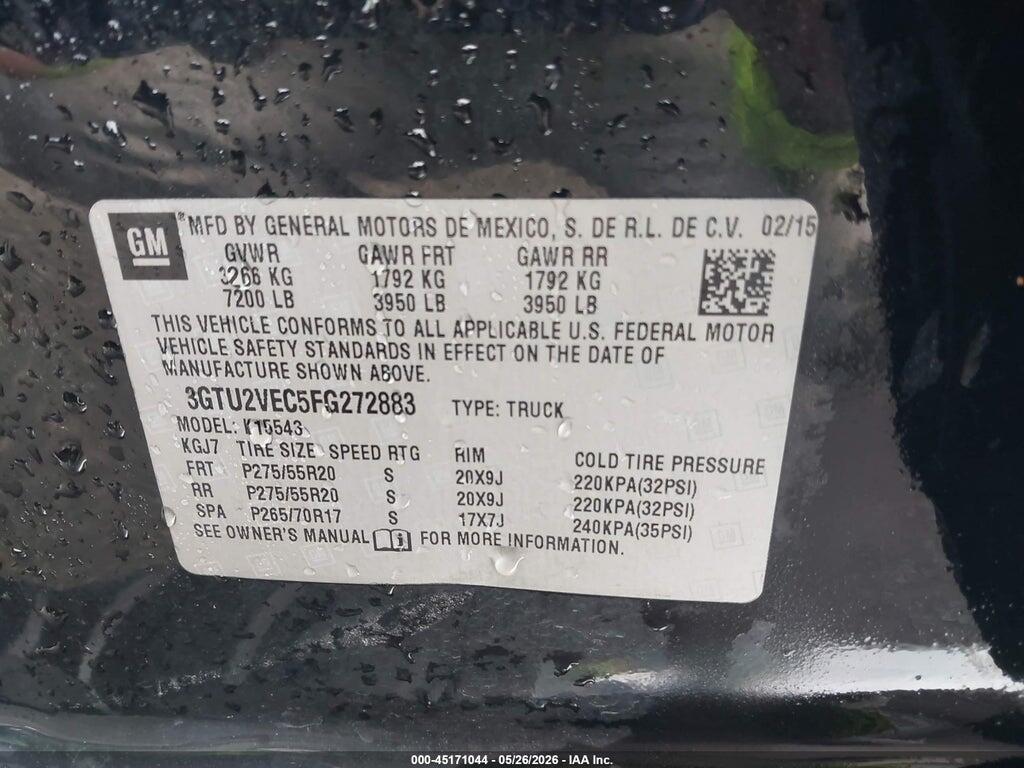 3GTU2VEC5FG272883 2015 GMC SIERRA 1500 photo no. 9