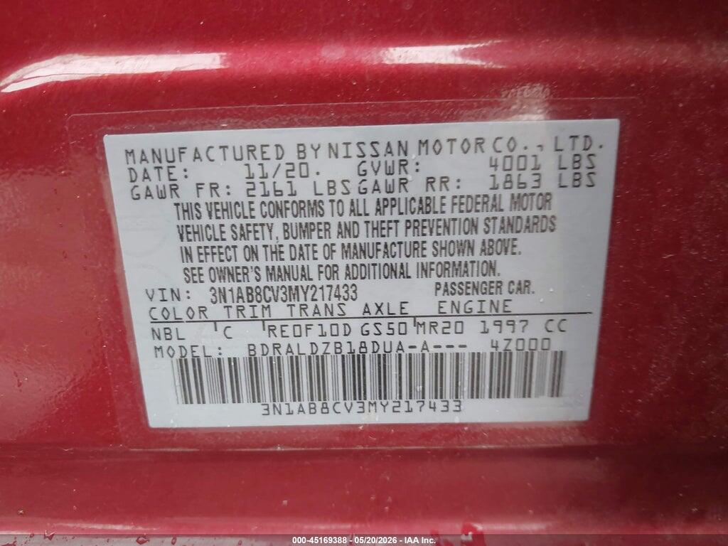3N1AB8CV3MY217433 2021 NISSAN SENTRA photo no. 9