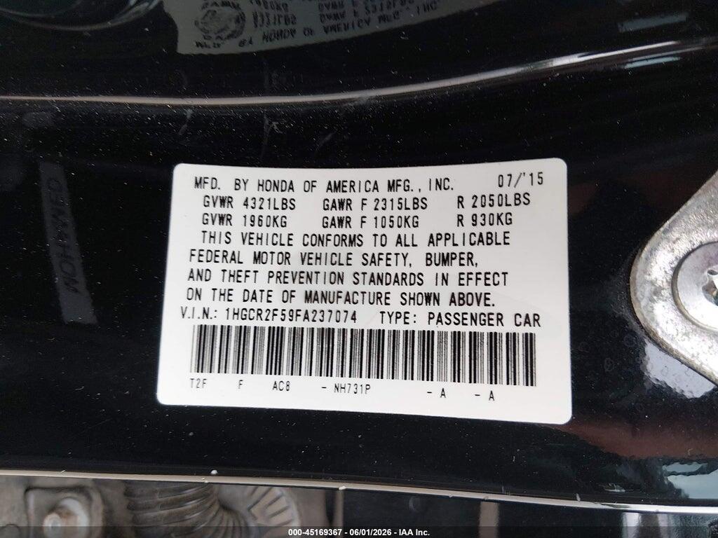 1HGCR2F59FA237074 2015 HONDA ACCORD photo no. 9