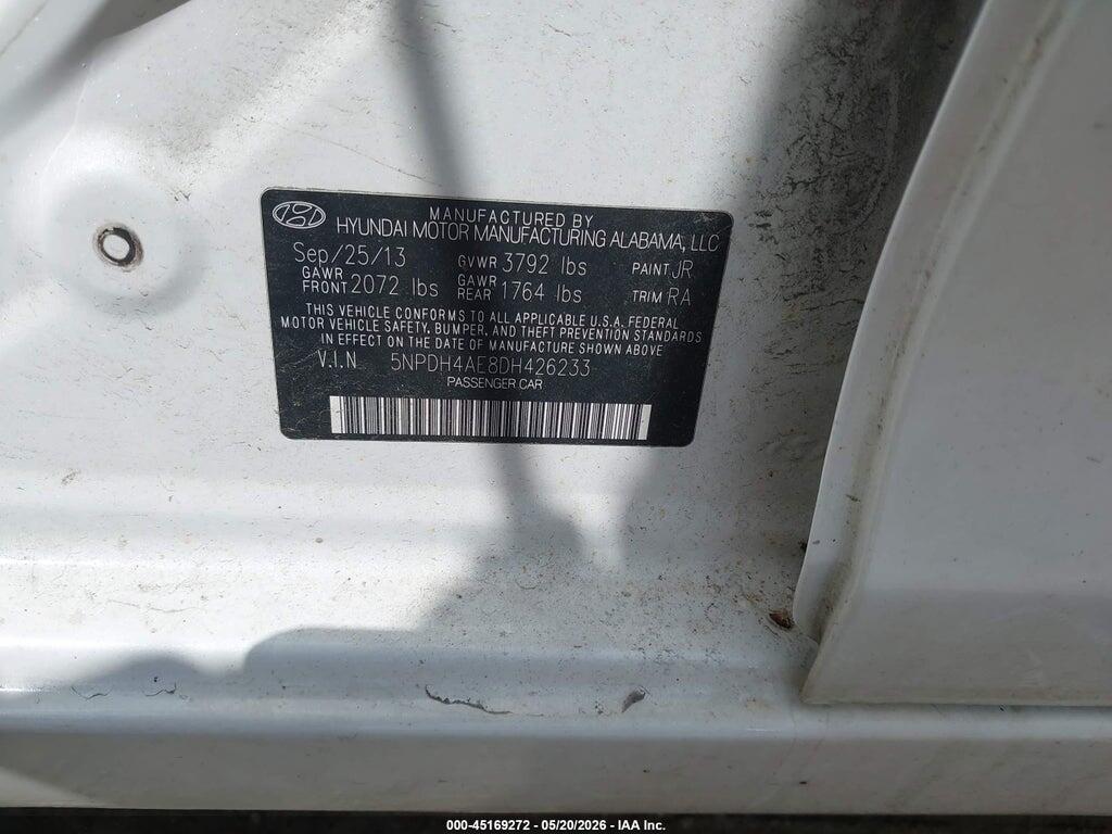 5NPDH4AE8DH426233 2013 HYUNDAI ELANTRA photo no. 9