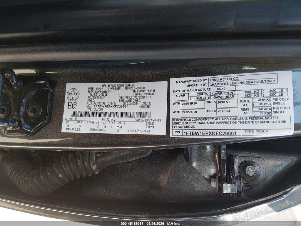 1FTEW1EPXKFC26661 2019 FORD F-150 photo no. 9