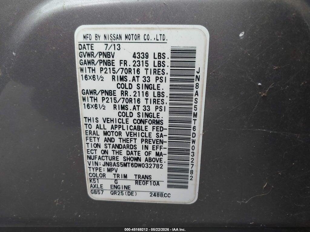 JN8AS5MT6DW032782 2013 NISSAN ROGUE photo no. 9