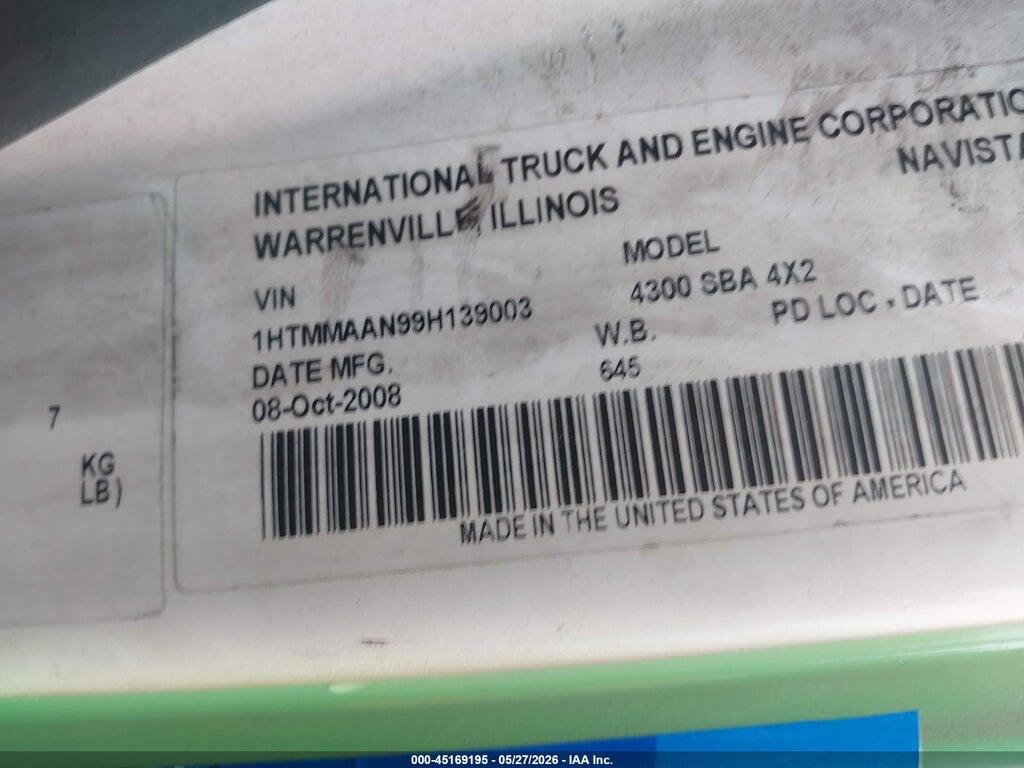 1HTMMAAN99H139003 2009 INTERNATIONAL 4000 photo no. 8