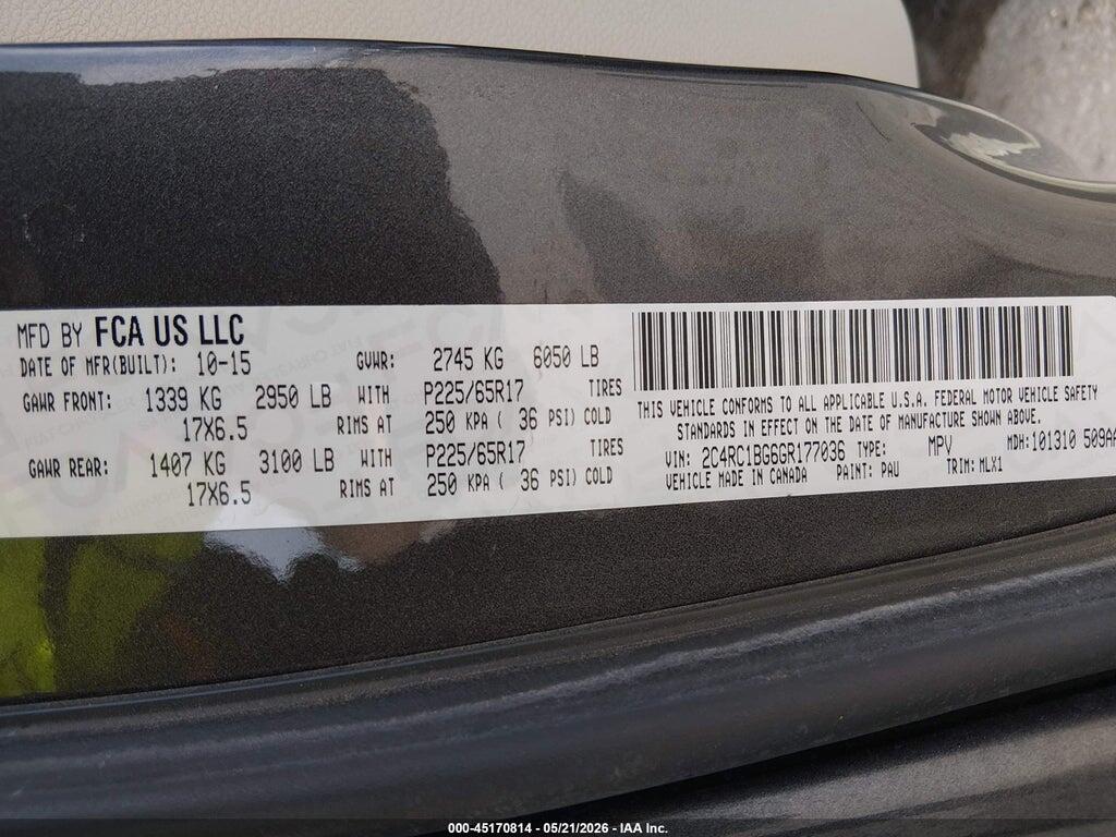 2C4RC1BG6GR177036 2016 CHRYSLER TOWN & COUNTRY photo no. 9