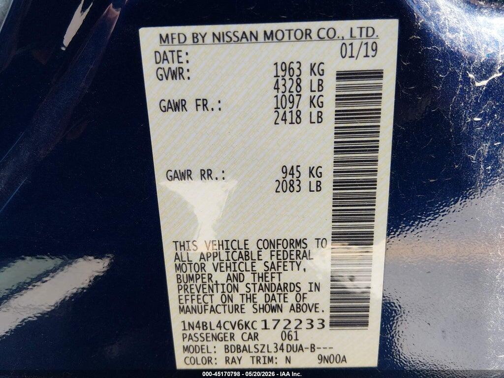 1N4BL4CV6KC172233 2019 NISSAN ALTIMA photo no. 9