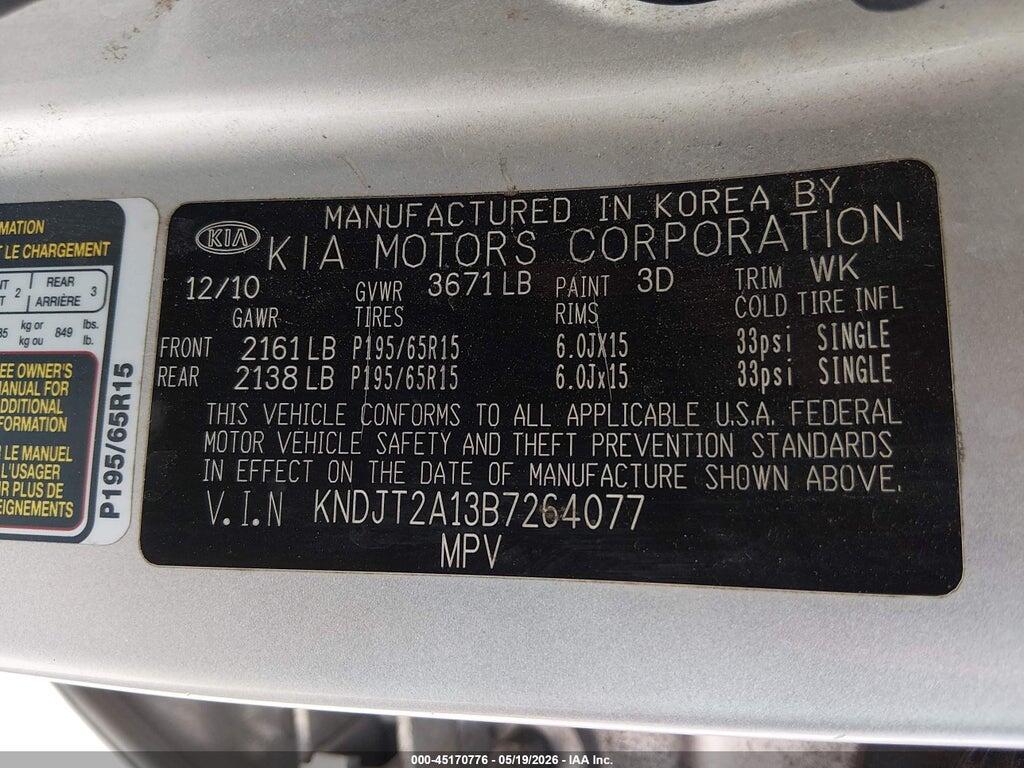 KNDJT2A13B7264077 2011 KIA SOUL photo no. 9