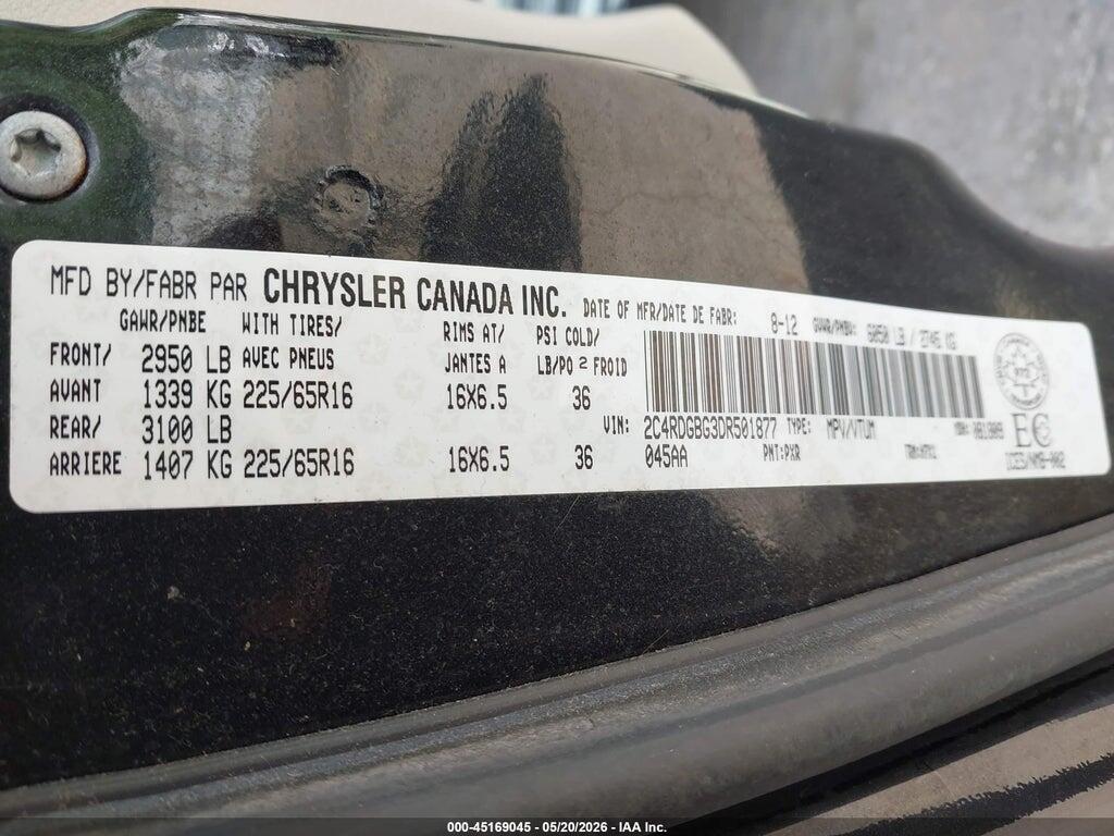 2C4RDGBG3DR501877 2013 DODGE GRAND CARAVAN photo no. 9