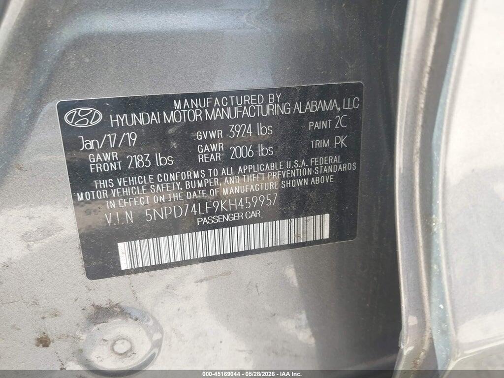 5NPD74LF9KH459957 2019 HYUNDAI ELANTRA photo no. 9