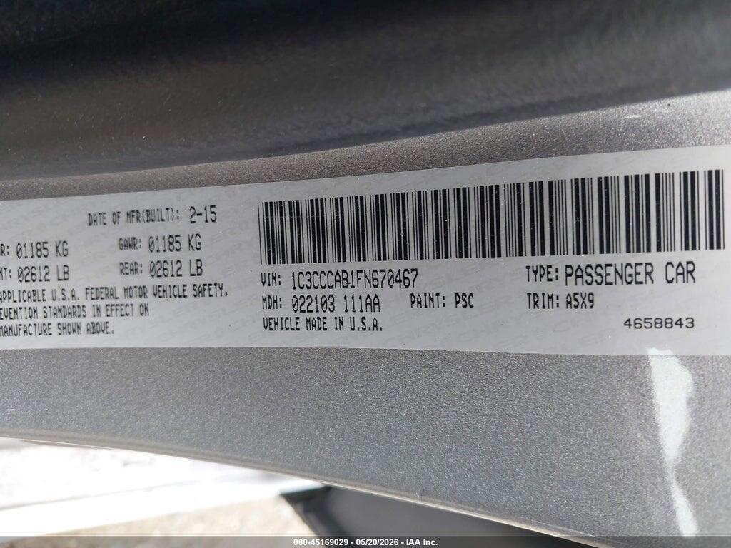 1C3CCCAB1FN670467 2015 CHRYSLER 200 photo no. 9