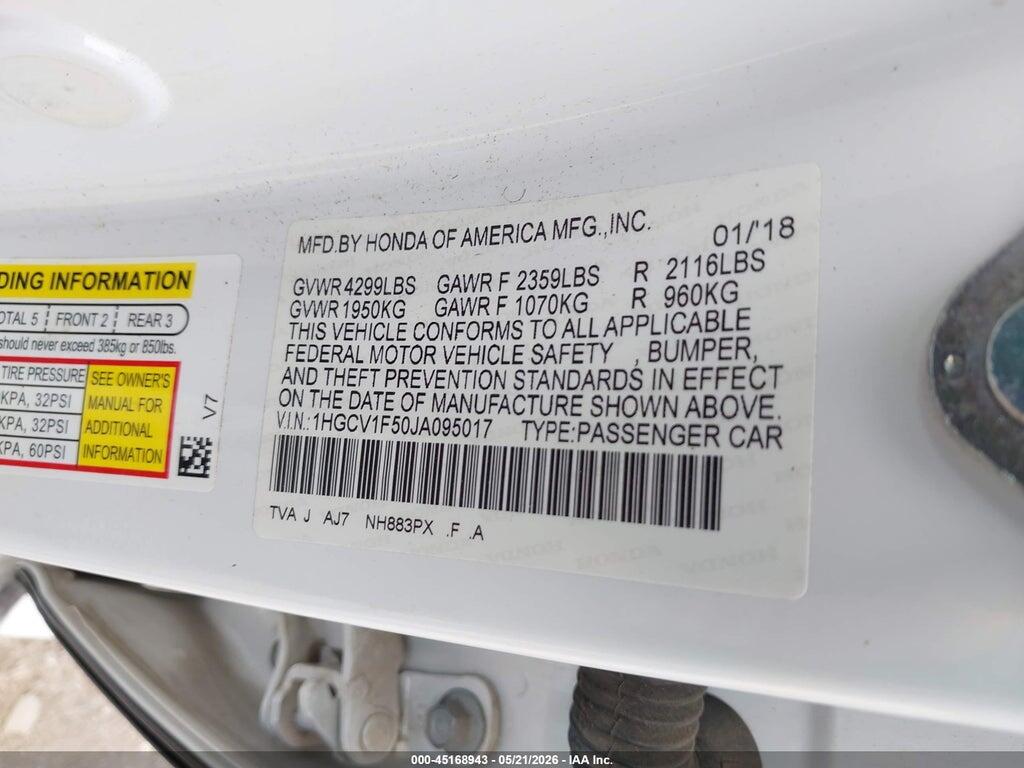 1HGCV1F50JA095017 2018 HONDA ACCORD photo no. 9