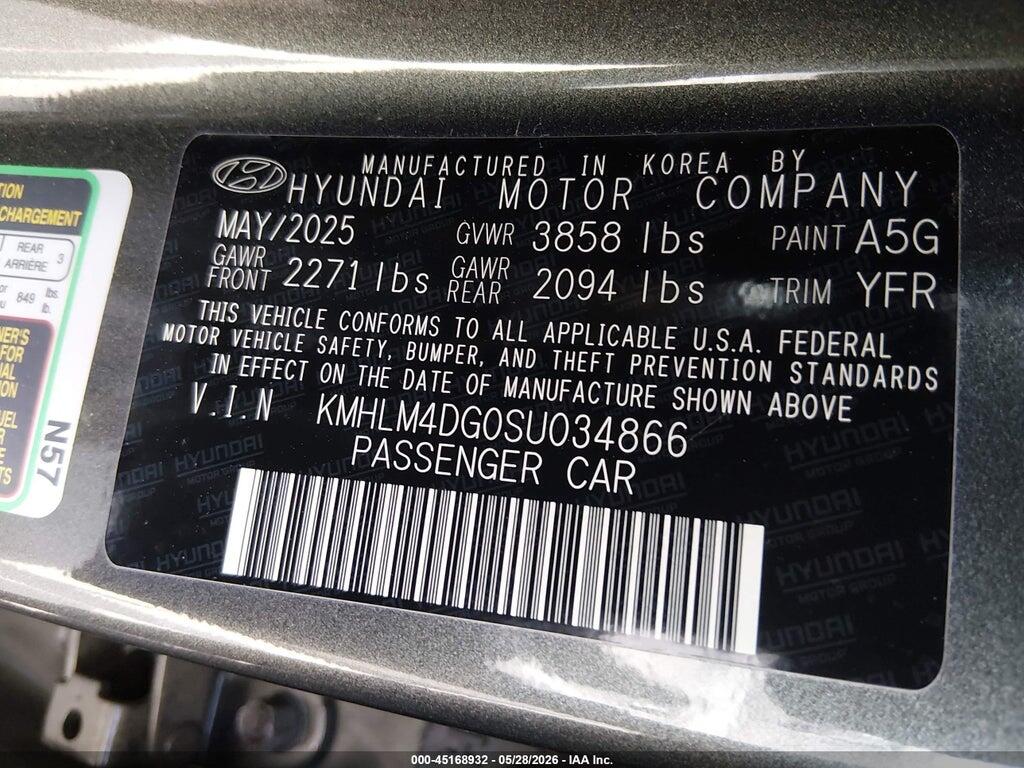 KMHLM4DG0SU034866 2025 HYUNDAI ELANTRA photo no. 9