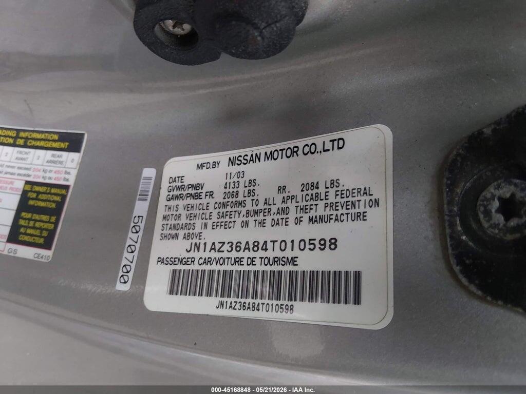 JN1AZ36A84T010598 2004 NISSAN 350Z photo no. 9