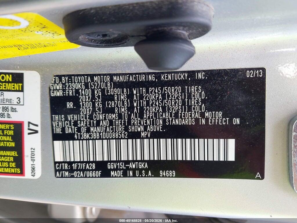 4T3BK3BB1DU088562 2013 TOYOTA VENZA photo no. 9