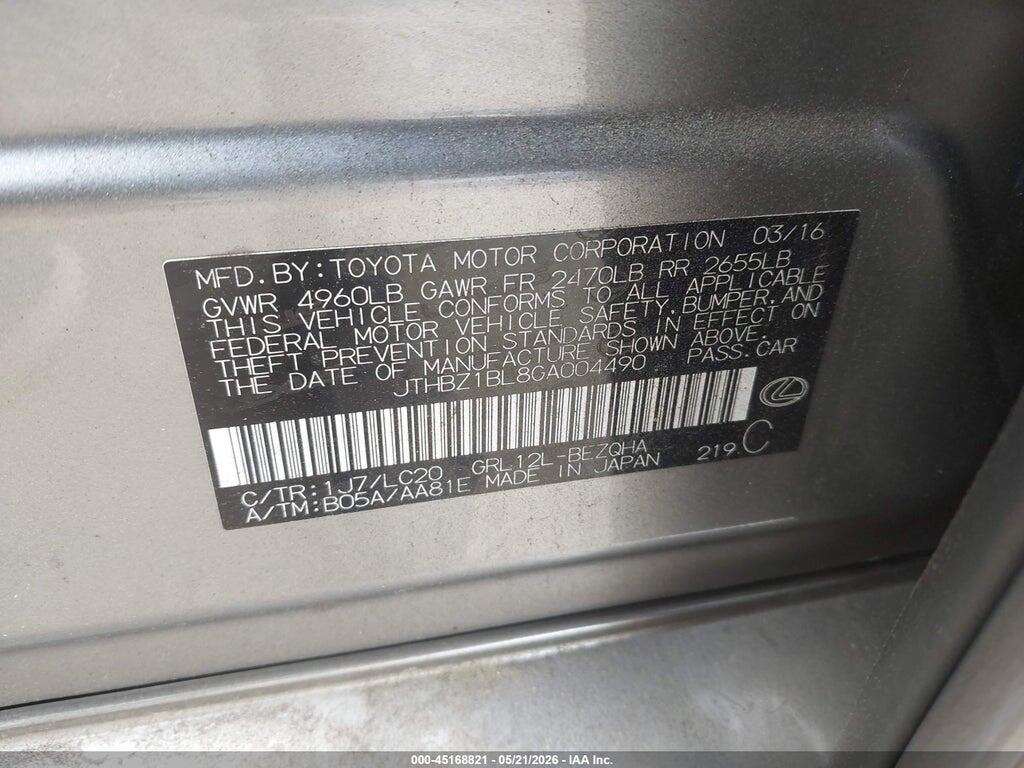JTHBZ1BL8GA004490 2016 LEXUS GS 350 photo no. 9