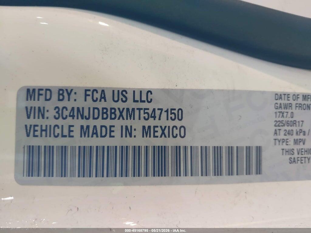 3C4NJDBBXMT547150 2021 JEEP COMPASS photo no. 9