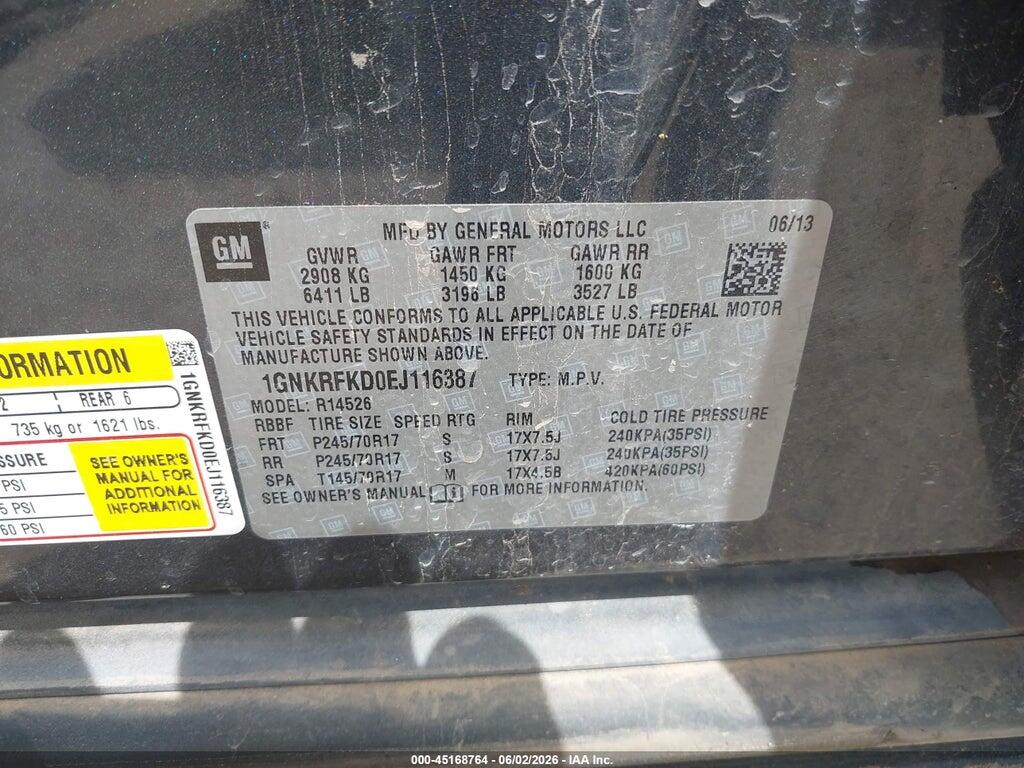 1GNKRFKD0EJ116387 2014 CHEVROLET TRAVERSE photo no. 9
