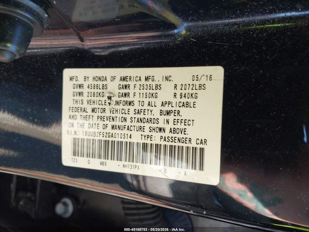 19UUB2F52GA010514 2016 ACURA TLX photo no. 9
