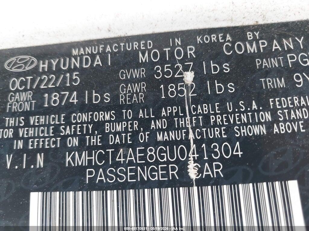 KMHCT4AE8GU041304 2016 HYUNDAI ACCENT photo no. 9