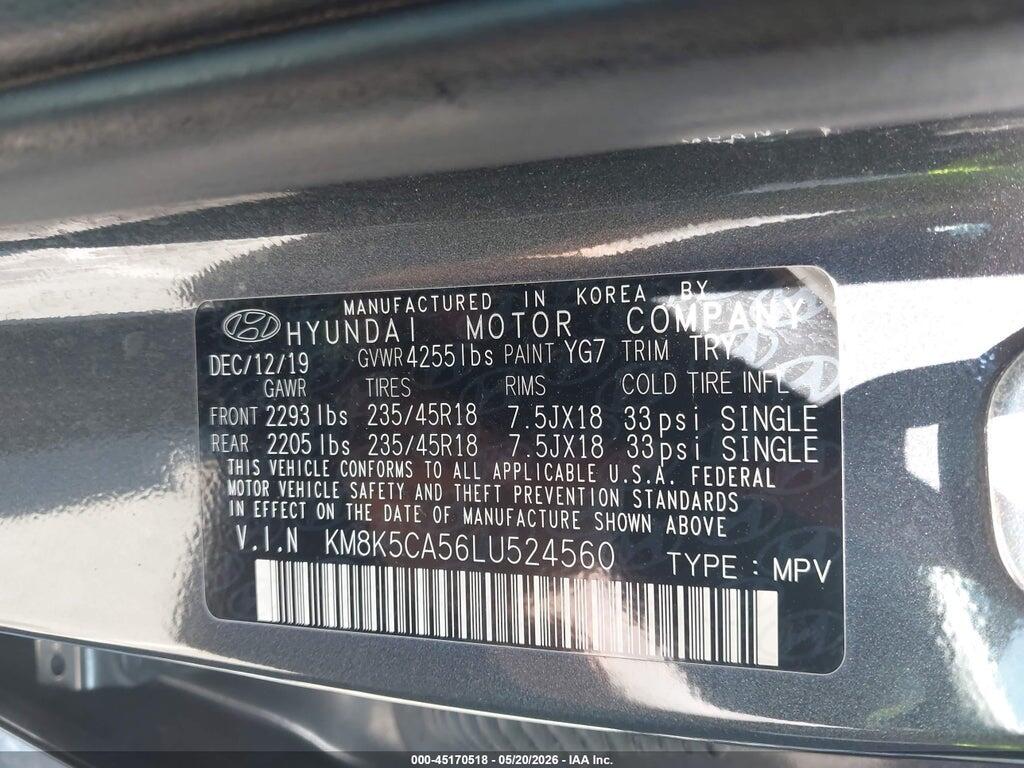 KM8K5CA56LU524560 2020 HYUNDAI KONA photo no. 9