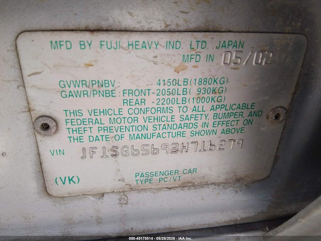JF1SG65693H716279 2003 SUBARU FORESTER photo no. 9