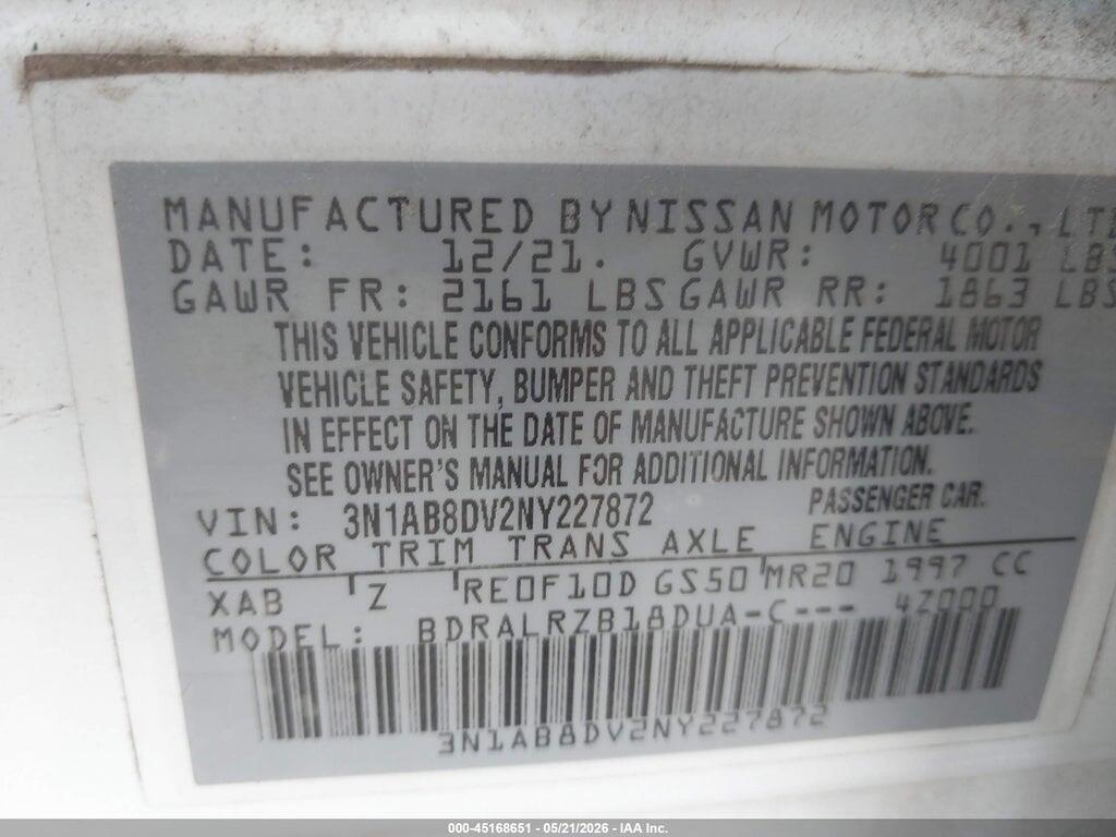 3N1AB8DV2NY227872 2022 NISSAN SENTRA photo no. 9