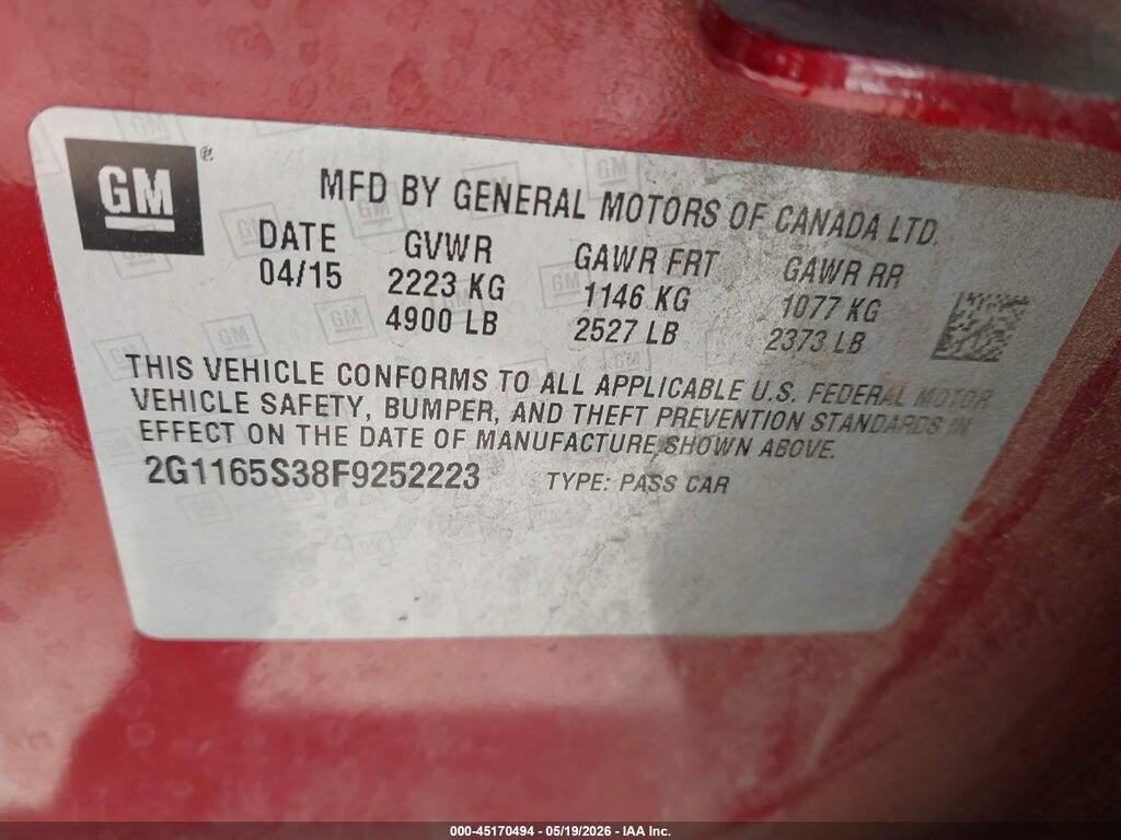 2G1165S38F9252223 2015 CHEVROLET IMPALA photo no. 9