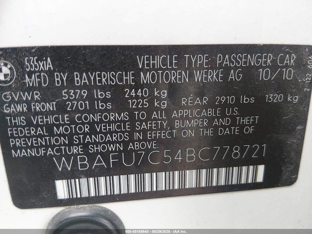 WBAFU7C54BC778721 2011 BMW 535I photo no. 9