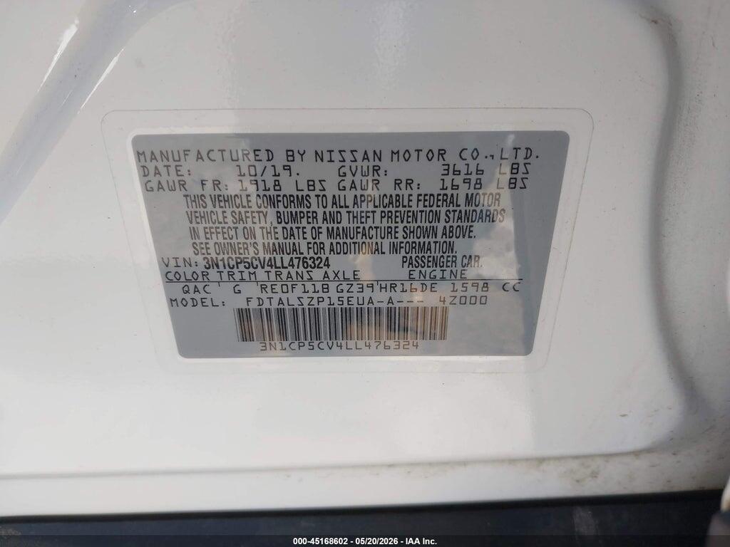 3N1CP5CV4LL476324 2020 NISSAN KICKS photo no. 9