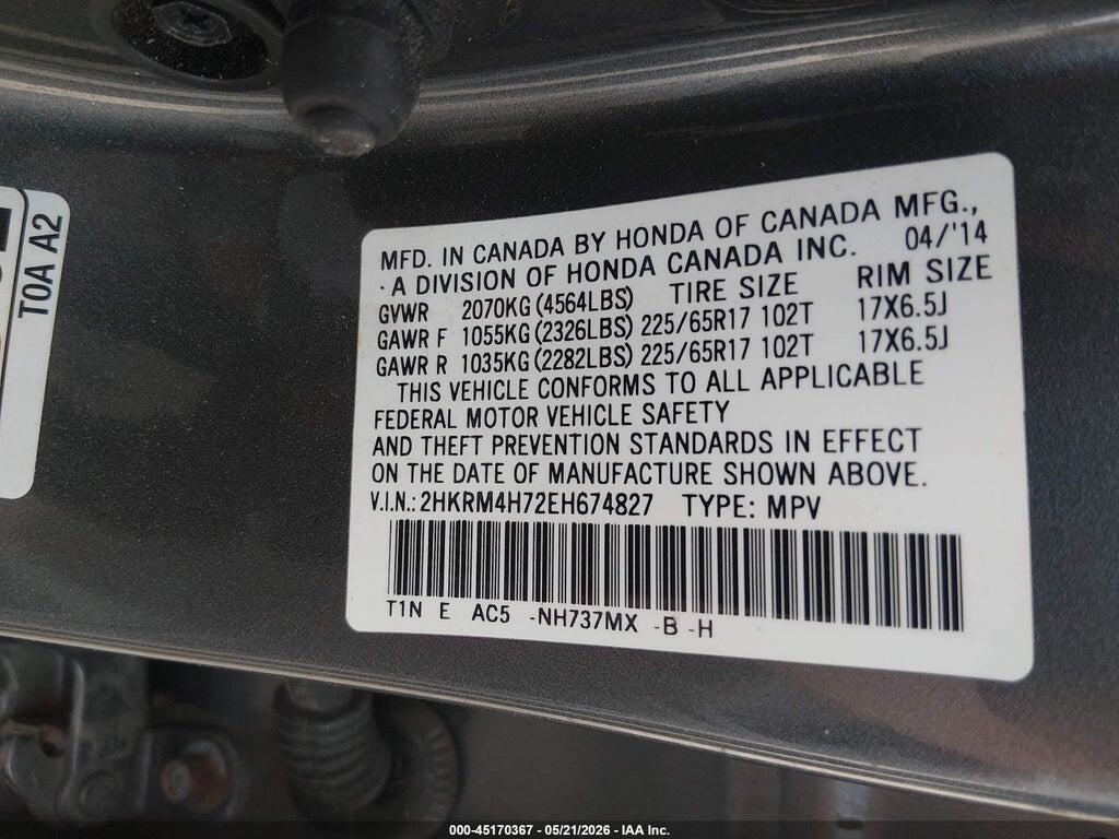 2HKRM4H72EH674827 2014 HONDA CR-V photo no. 9