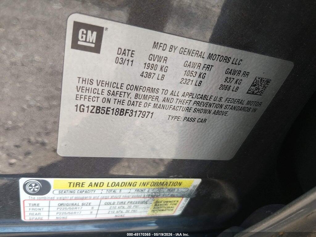 1G1ZB5E18BF317971 2011 CHEVROLET MALIBU photo no. 9