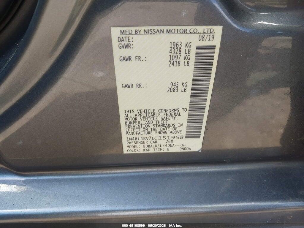 1N4BL4BV7LC151958 2020 NISSAN ALTIMA photo no. 9