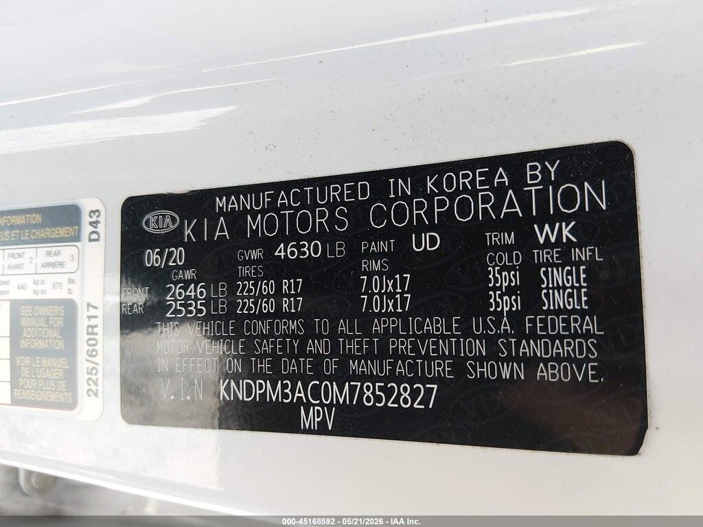 KNDPM3AC0M7852827 2021 KIA SPORTAGE photo no. 9