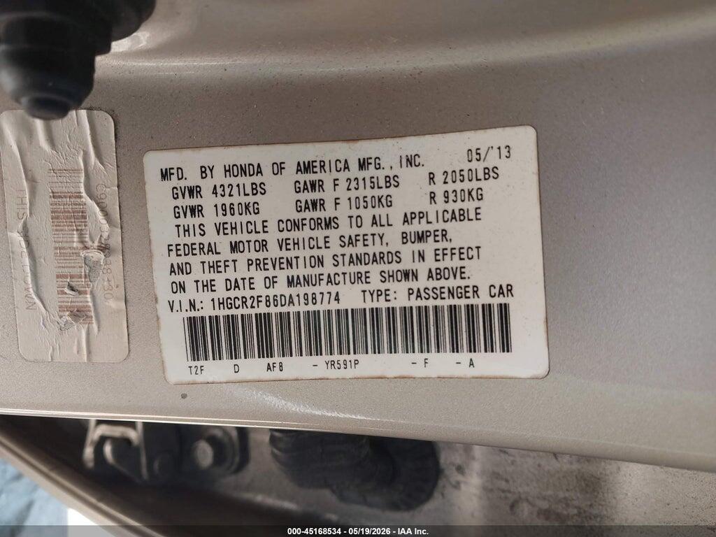 1HGCR2F86DA198774 2013 HONDA ACCORD photo no. 9