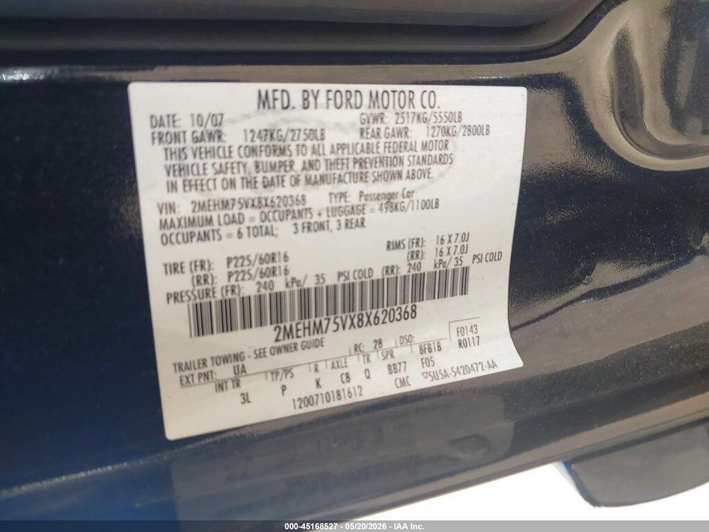 2MEHM75VX8X620368 2008 MERCURY GRAND MARQUIS photo no. 9