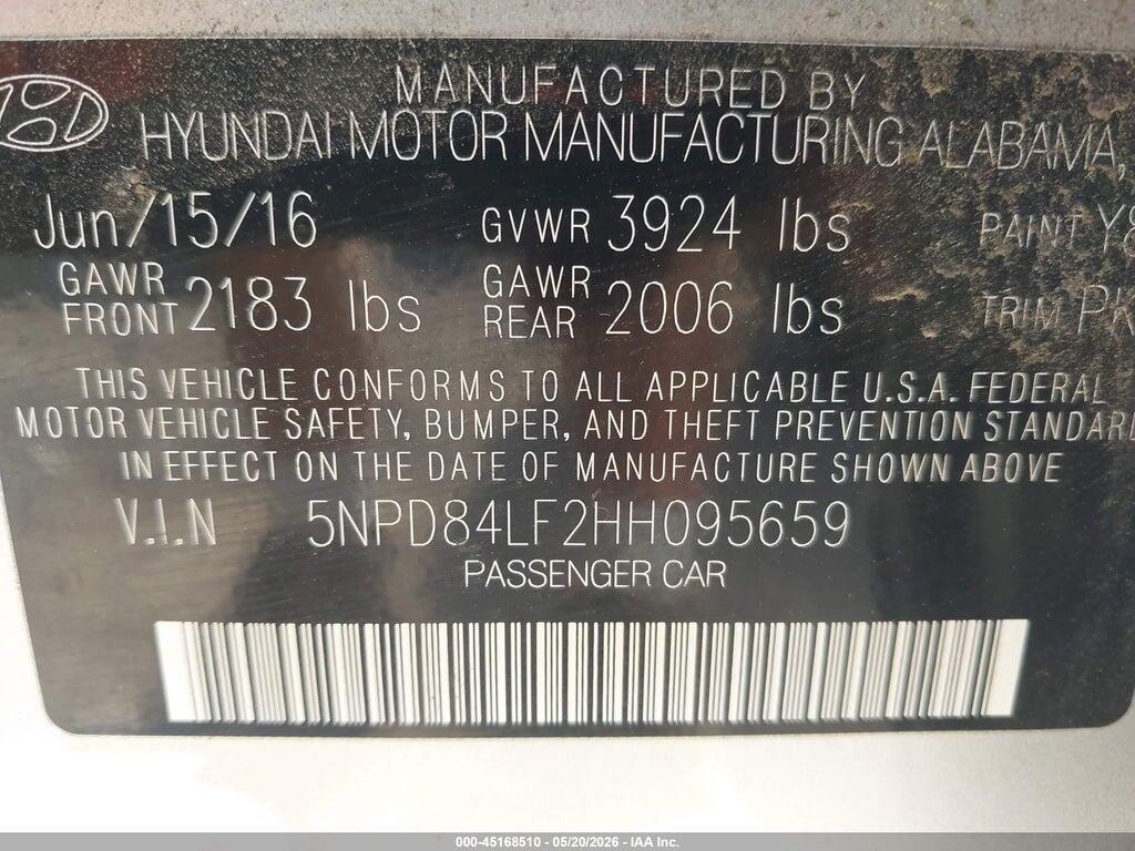 5NPD84LF2HH095659 2017 HYUNDAI ELANTRA photo no. 9