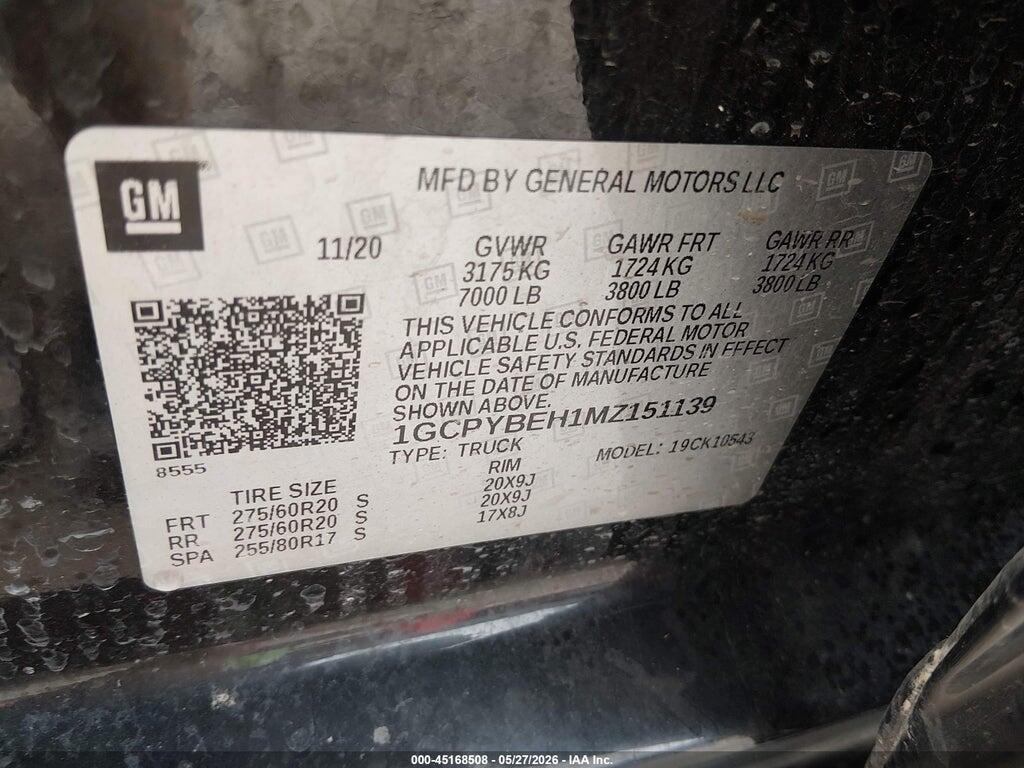 1GCPYBEH1MZ151139 2021 CHEVROLET SILVERADO 1500 photo no. 9
