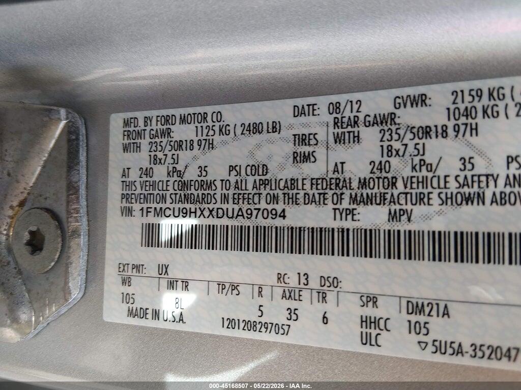 1FMCU9HXXDUA97094 2013 FORD ESCAPE photo no. 9