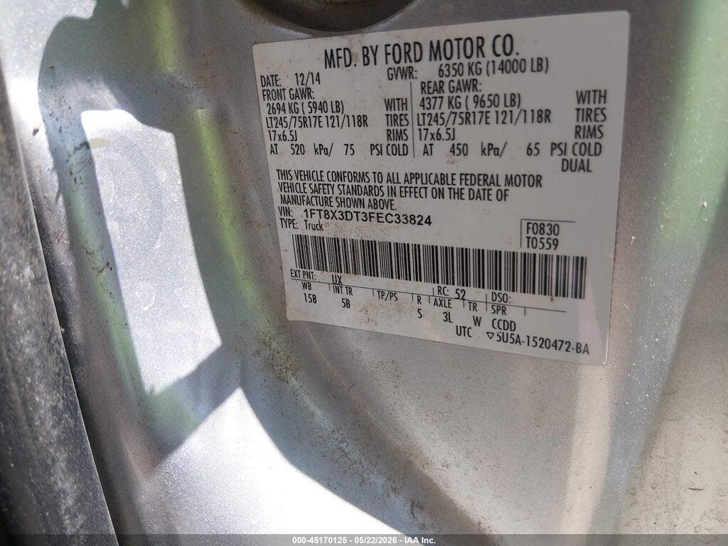 1FT8X3DT3FEC33824 2015 FORD F-350 photo no. 9