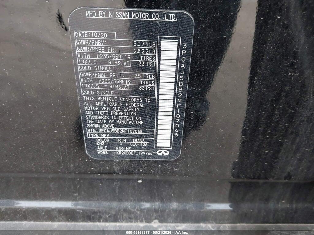 3PCAJ5BB2MF107068 2021 INFINITI QX50 photo no. 9