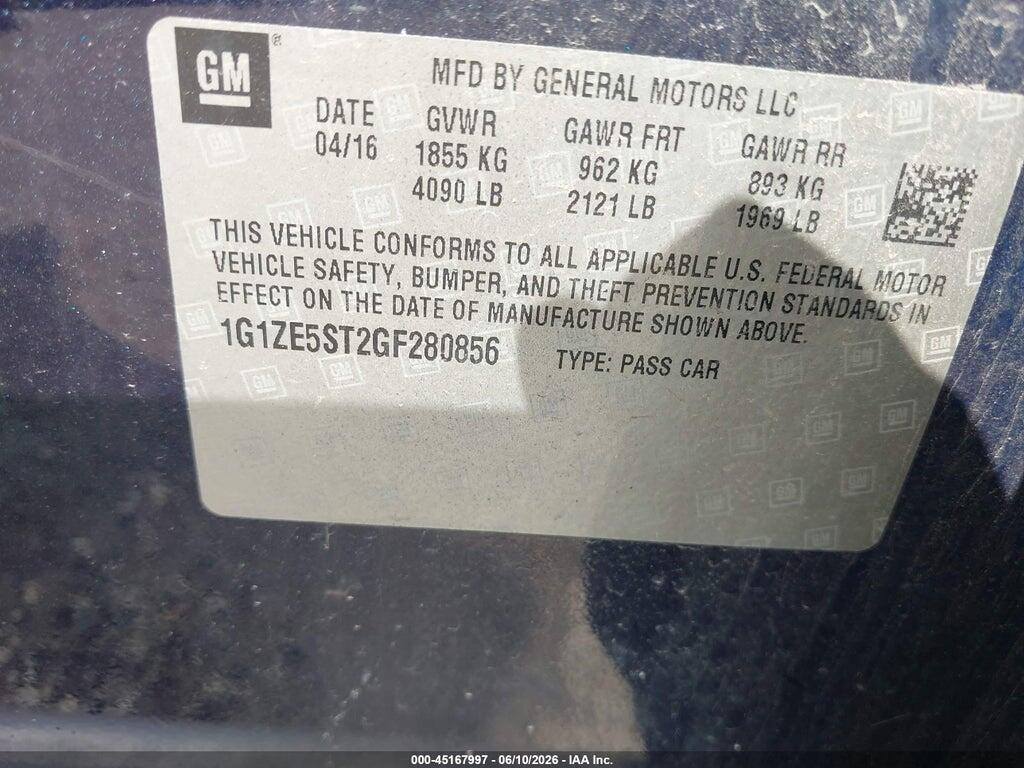 1G1ZE5ST2GF280856 2016 CHEVROLET MALIBU photo no. 9