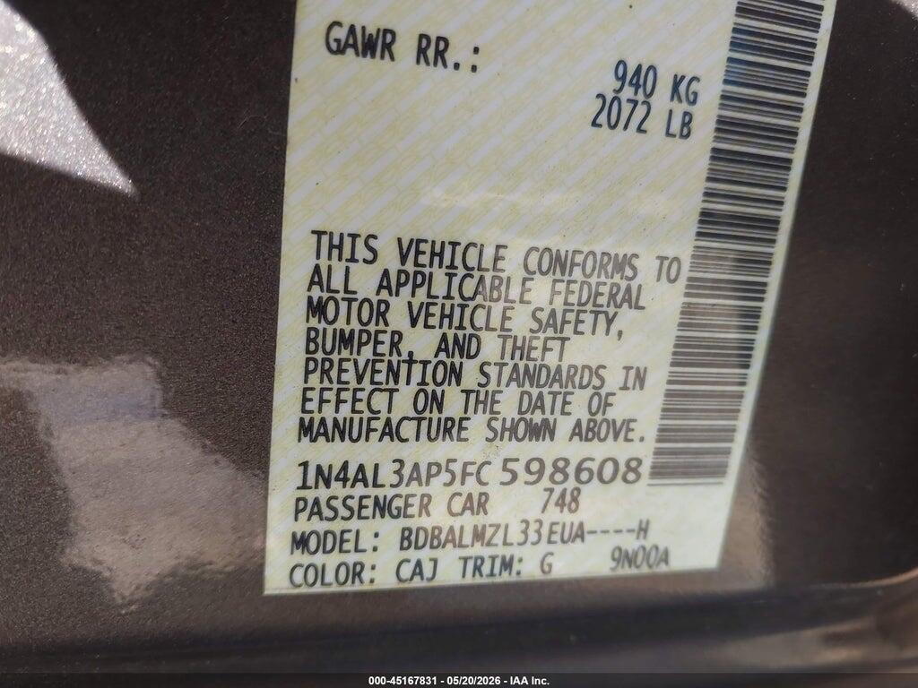 1N4AL3AP5FC598608 2015 NISSAN ALTIMA photo no. 9