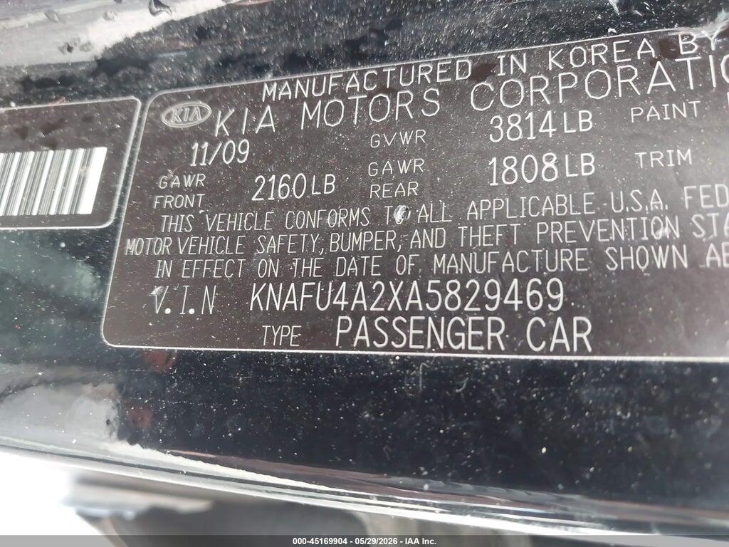 KNAFU4A2XA5829469 2010 KIA FORTE photo no. 9