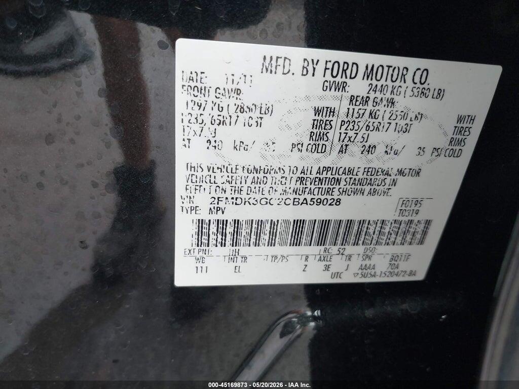 2FMDK3GC2CBA59028 2012 FORD EDGE photo no. 9