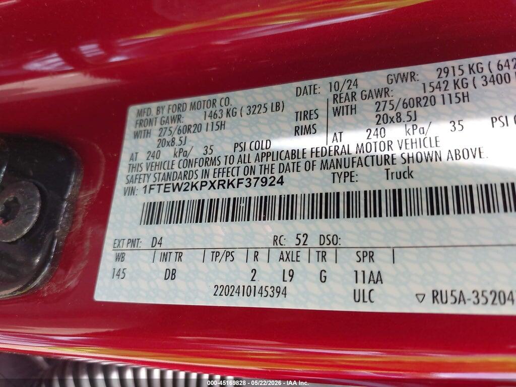 1FTEW2KPXRKF37924 2024 FORD F-150 photo no. 9