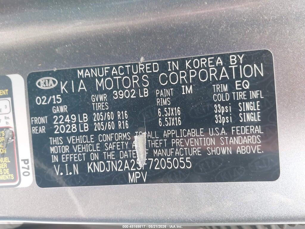 KNDJN2A25F7205055 2015 KIA SOUL photo no. 9