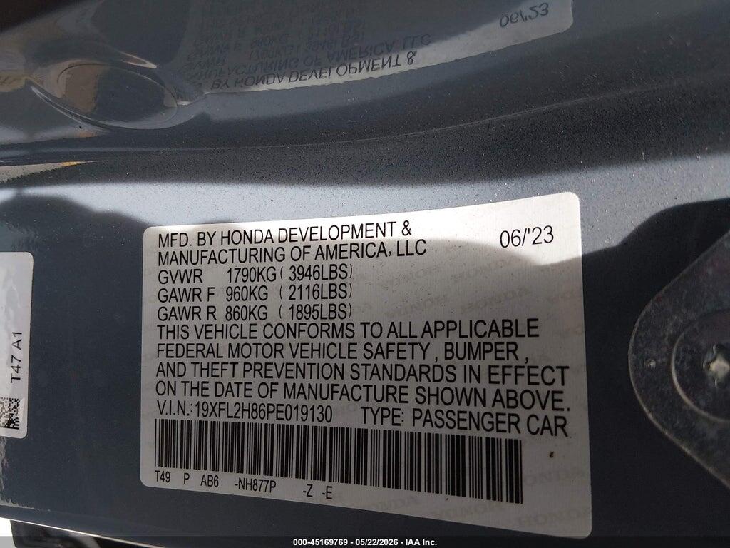 19XFL2H86PE019130 2023 HONDA CIVIC photo no. 9