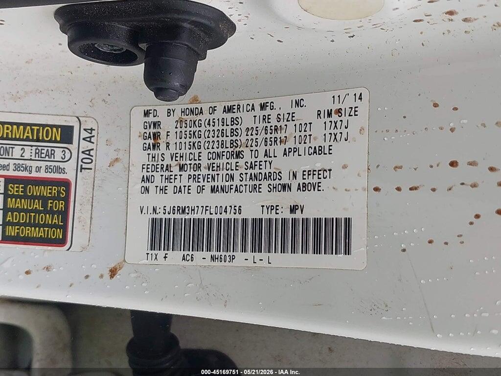 5J6RM3H77FL004756 2015 HONDA CR-V photo no. 9