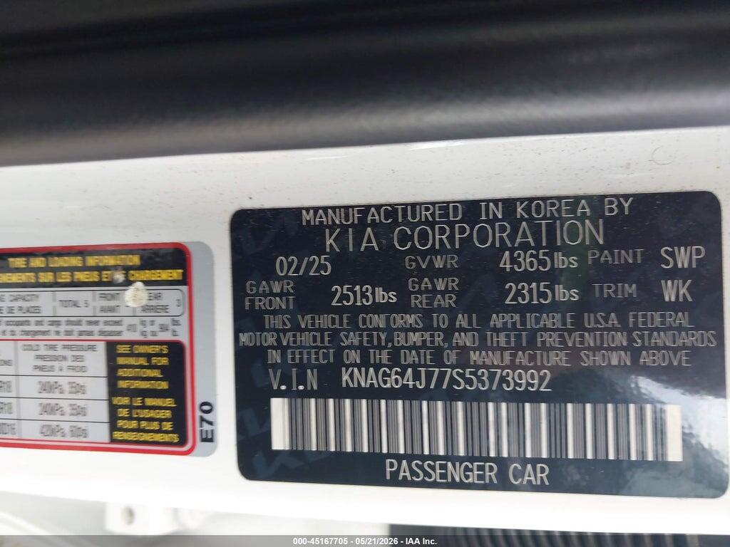 KNAG64J77S5373992 2025 KIA K5 photo no. 9