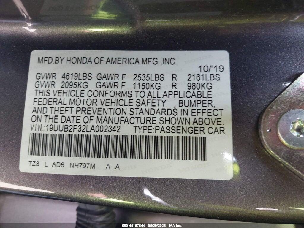 19UUB2F32LA002342 2020 ACURA TLX photo no. 9