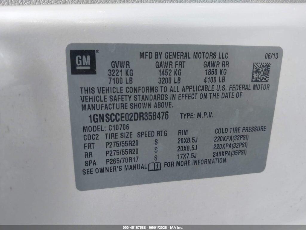 1GNSCCE02DR358476 2013 CHEVROLET TAHOE photo no. 9